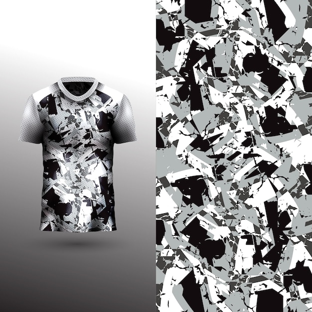 Diseño de camiseta deportiva fresca sobre fondo abstracto