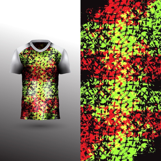 Diseño de camiseta deportiva fresca sobre fondo abstracto