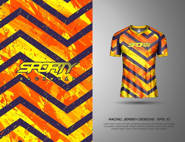 Diseño de camiseta deportiva grunge para jersey de carreras, ciclismo, fútbol, juegos