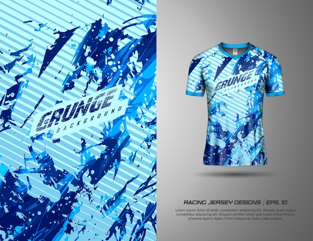 Diseño de camiseta deportiva grunge para jersey de carreras, ciclismo, fútbol, juegos