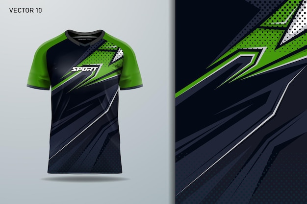 Vector diseño de camiseta deportiva de línea de rayas para carreras de fútbol y deportes electrónicos de color verde