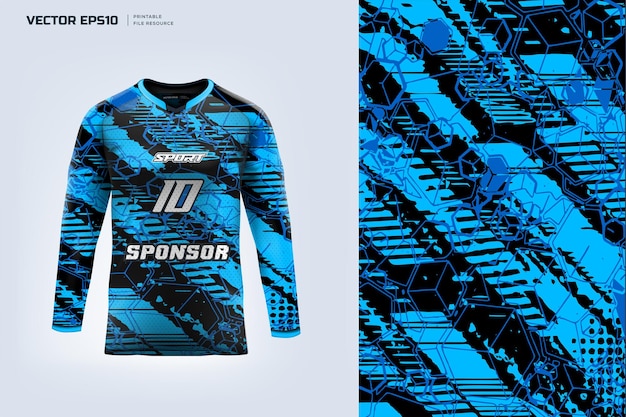 Diseño de camiseta deportiva de manga larga para carreras de motocross Diseño de tela textil de camisa deportiva