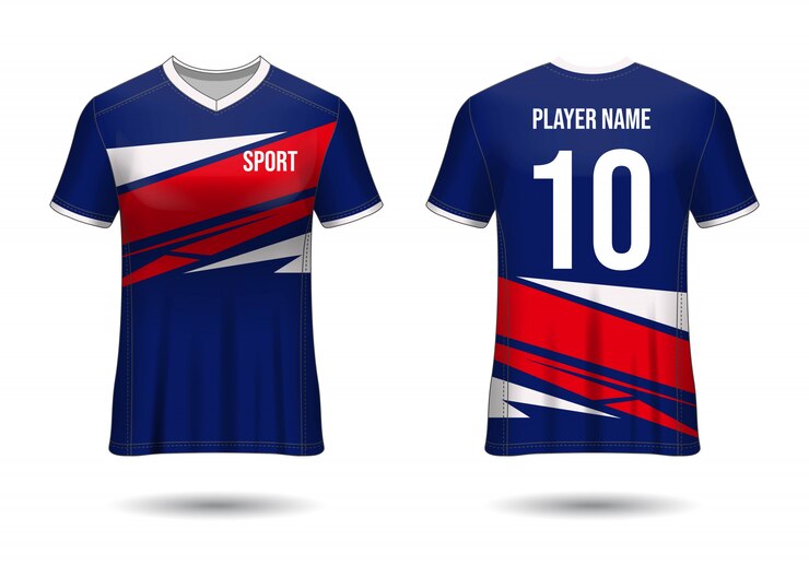 Diseño de camiseta deportiva. Maqueta de camiseta de fútbol para club de fútbol. vista frontal y posterior uniforme. Diseño de plantillas. Jersey de plantilla realista