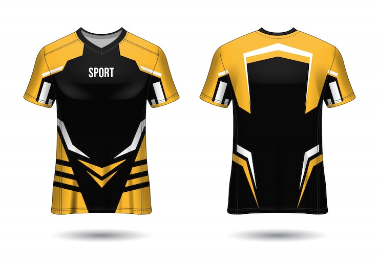 Diseño de camiseta deportiva. Maqueta de camiseta de fútbol para club de fútbol. vista frontal y posterior uniforme. Diseño de plantillas. Jersey de plantilla realista