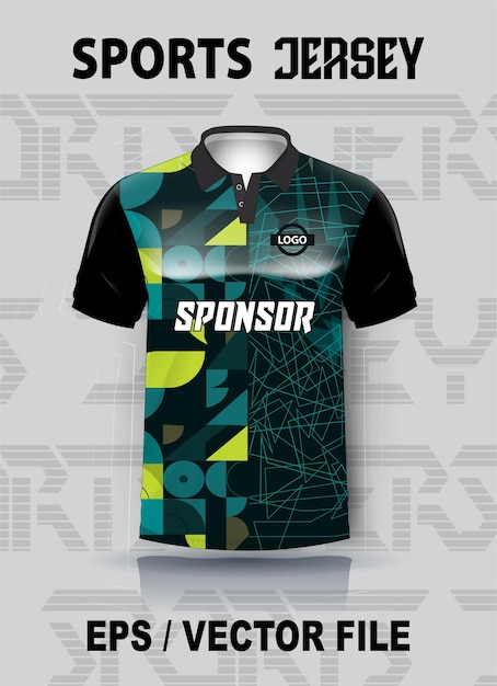 Diseño de camiseta deportiva con maqueta lista para la impresión por sublimación