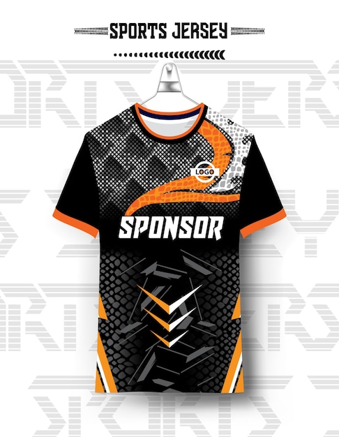 Diseño de camiseta deportiva con maqueta listo para la impresión de sublimación