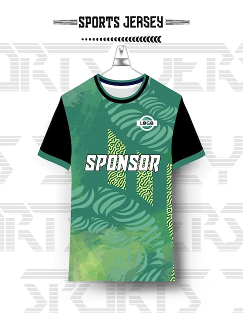 Diseño de camiseta deportiva con maqueta listo para la impresión de sublimación