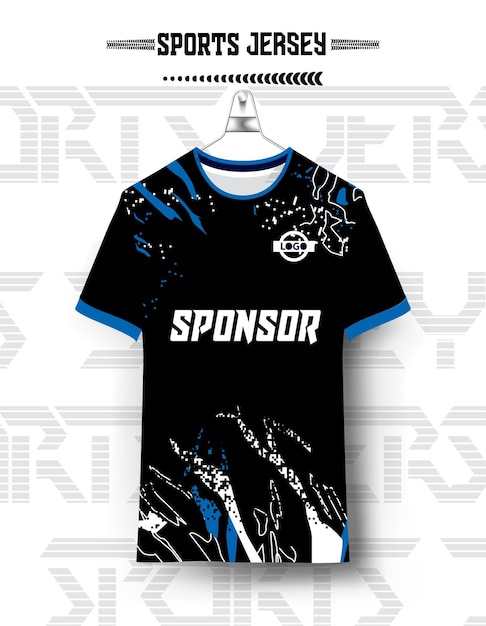 Diseño de camiseta deportiva con maqueta listo para la impresión de sublimación