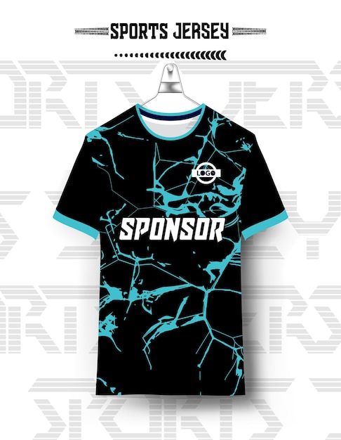 Diseño de camiseta deportiva con maqueta listo para la impresión de sublimación