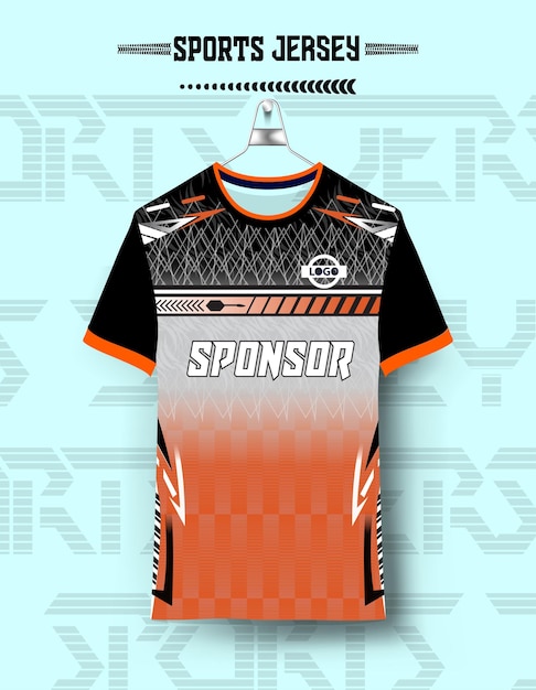 Diseño de camiseta deportiva con maqueta listo para la impresión de sublimación