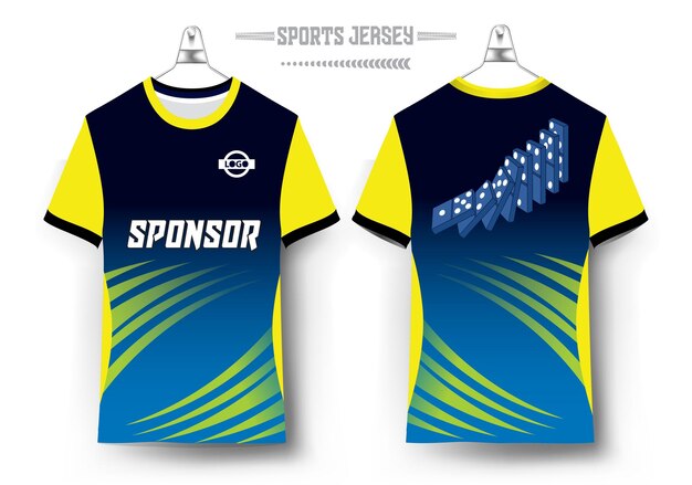Diseño de camiseta deportiva con maqueta listo para imprimir con sublimación