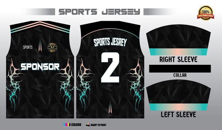 Diseño de camiseta deportiva negra y azul