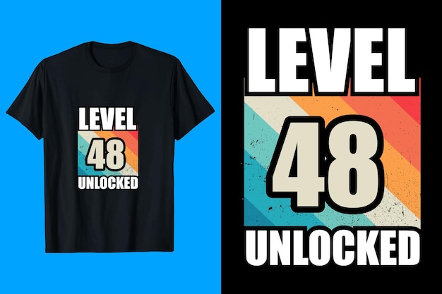 Diseño de camiseta desbloqueada de nivel 48