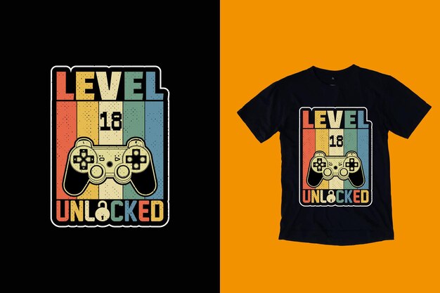 Diseño de camiseta desbloqueado de nivel, gráficos de camiseta de regalo de cumpleaños de videojugador y diseño de mercadería.