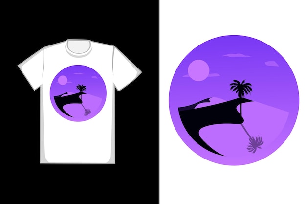 Diseño de camiseta el desierto de noche es morado.