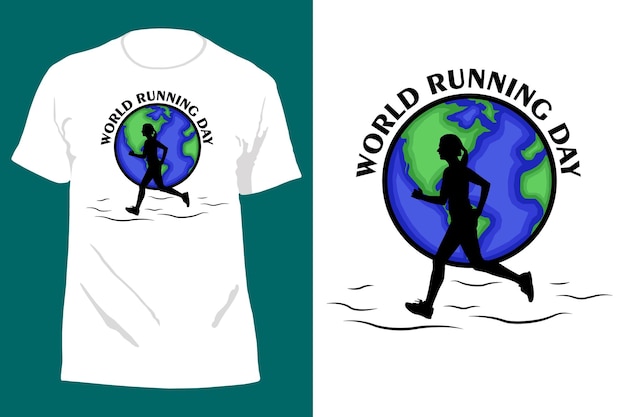 Diseño de camiseta del día mundial del correr retro vintage