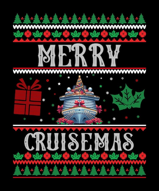 Vector diseño de camiseta del día de navidad de merry cruisemas