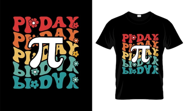 Diseño de la camiseta del día Pi Vector del día Pi Ilustración del día Pi Diseño de camiseta gráfica vintage