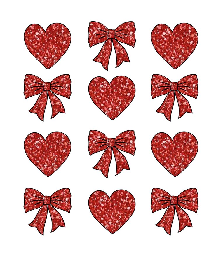 El diseño de la camiseta del día de San Valentín Love Glitter Valentine Coquette Bow PNG