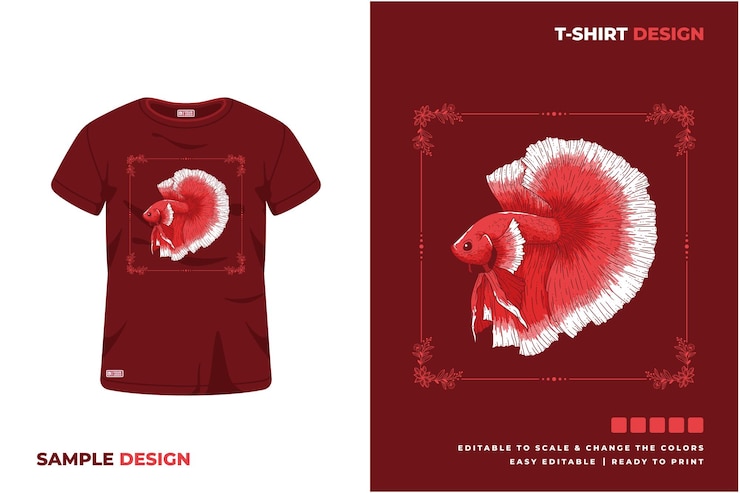 Vector diseño de camiseta de dibujo de pescado