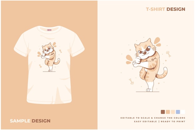 diseño de camiseta de dibujos animados de gatos