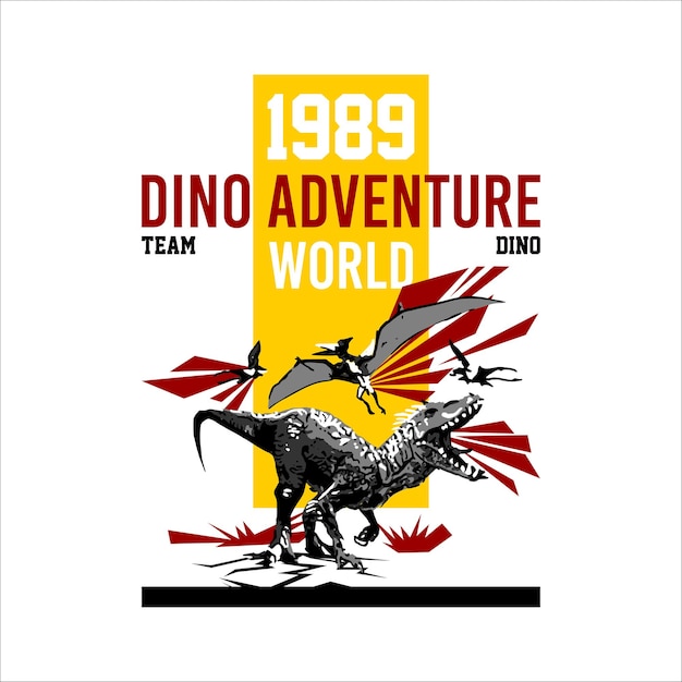 diseño de camiseta dino adventure world 1989