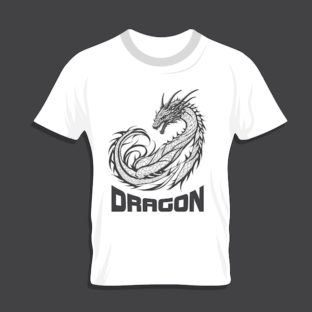 Diseño de camiseta de dragón en él.