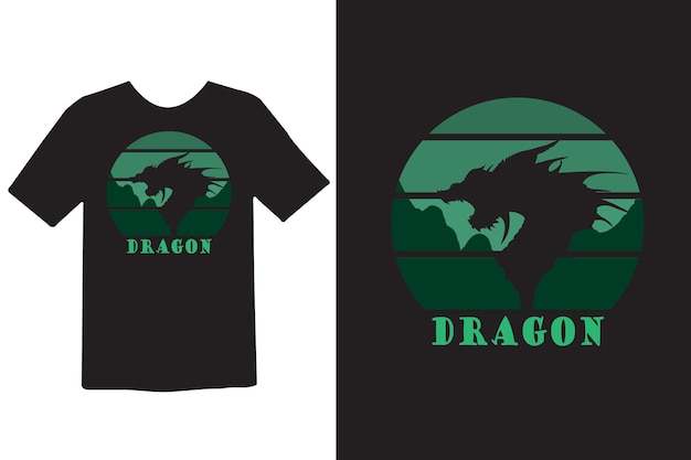 Diseño de camiseta de dragón retro vintage