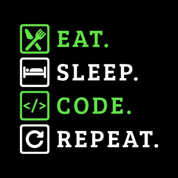 Diseño de camiseta Eat Sleep Code Repetir