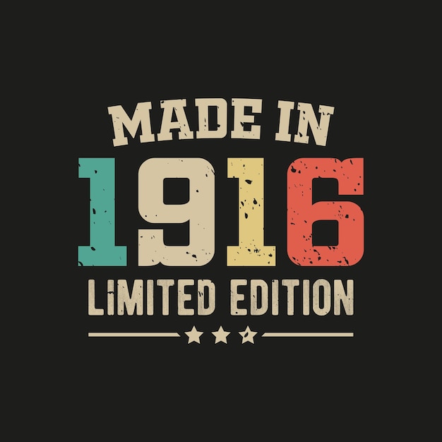 Diseño de camiseta de edición limitada hecha en 1916