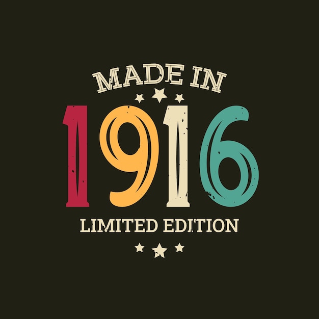 Diseño de camiseta de edición limitada hecha en 1916