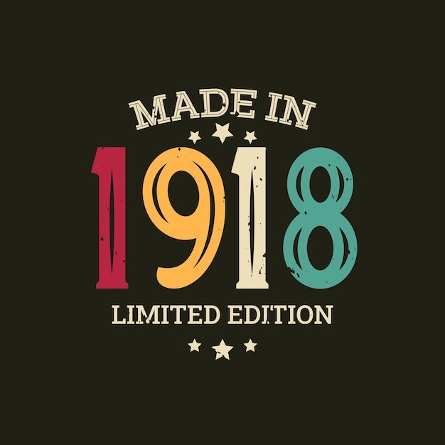 Diseño de camiseta de edición limitada hecha en 1918