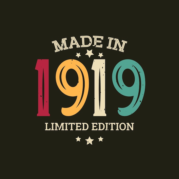 Diseño de camiseta de edición limitada hecha en 1919