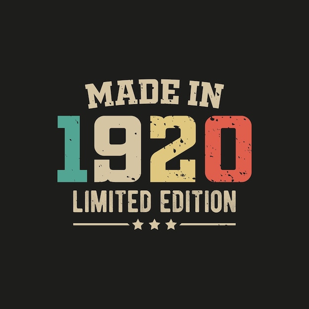Diseño de camiseta de edición limitada hecha en 1920