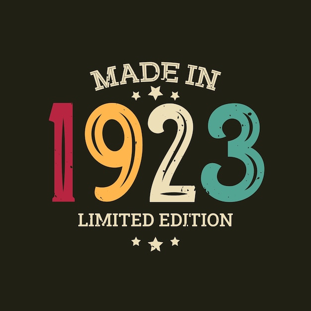 Diseño de camiseta de edición limitada hecha en 1923