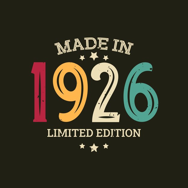 Diseño de camiseta de edición limitada hecha en 1926