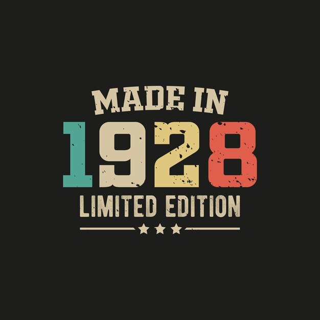 Diseño de camiseta de edición limitada hecha en 1928
