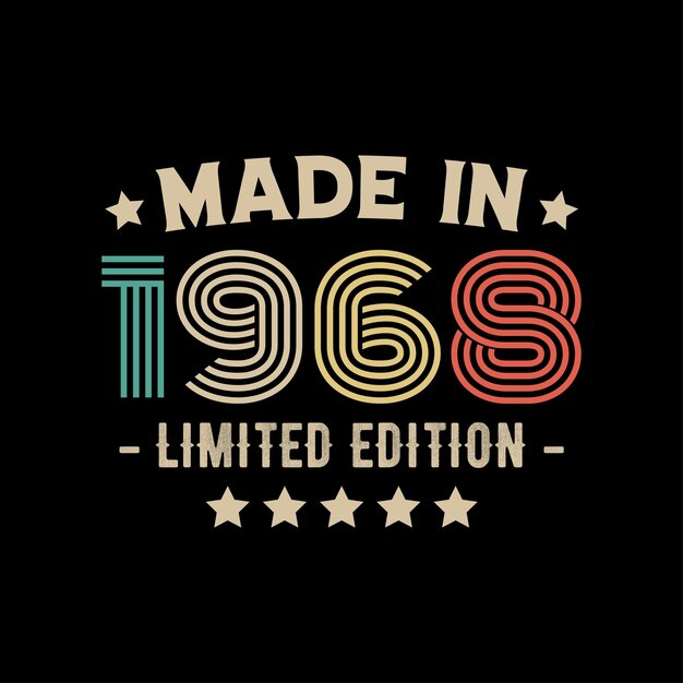 Diseño de camiseta de edición limitada hecha en 1968
