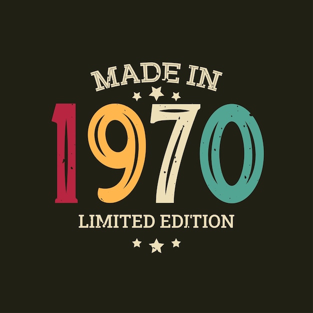 Diseño de camiseta de edición limitada hecha en 1970