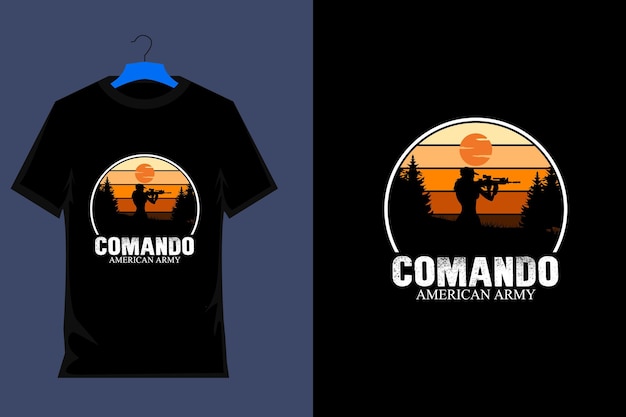 Diseño de camiseta del ejército estadounidense Commando