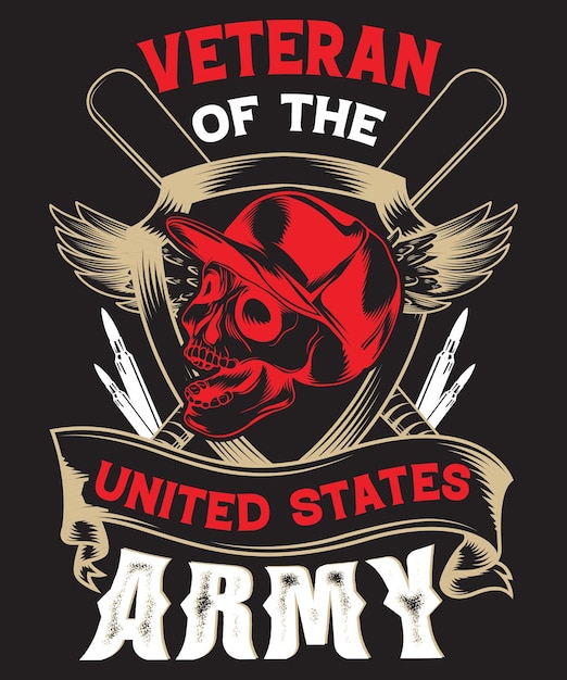 Diseño de camiseta del ejército veterano