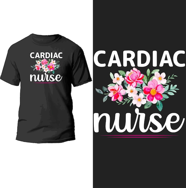 Vector diseño de camiseta de enfermera cardíaca