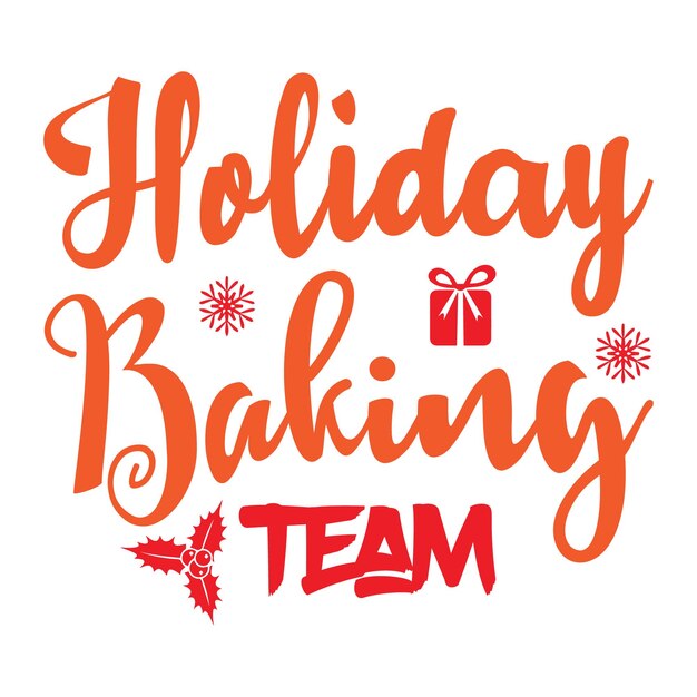 Diseño de camiseta del equipo de horneado de vacaciones. Diseño de camisetas con citas navideñas.