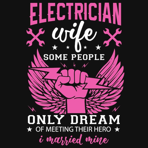 Diseño de camiseta de esposa de electricista.