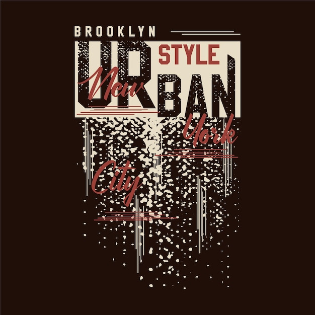 Diseño de camiseta con estampado de vector gráfico abstracto de estilo urbano de brooklyn