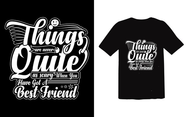 Diseño de camiseta de estilo de tipografía del día de la amistad Vector Premium