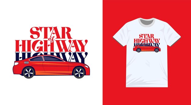 Vector diseño de la camiseta de la estrella de la carretera