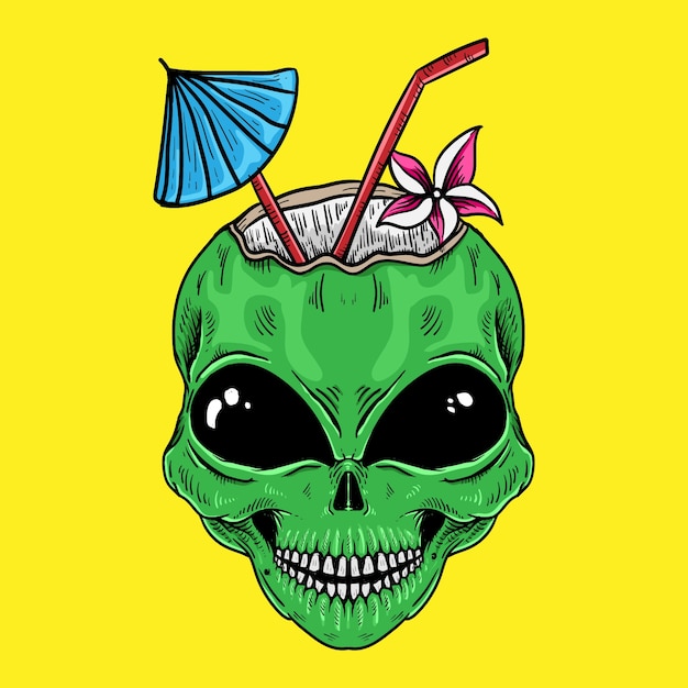 Diseño de camiseta extraterrestre coco aislado