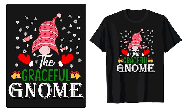 Vector diseño de camiseta familiar a juego con disfraz de gnomo navideño
