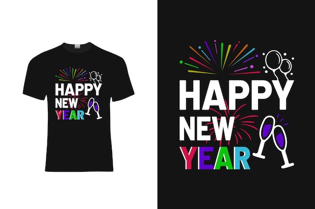 Vector diseño de camiseta feliz año nuevo